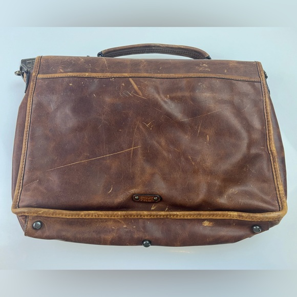 Frye Brown Leather Logan Buckle Top Handle Messenger Bag N270-1 - Picture 10 of 15